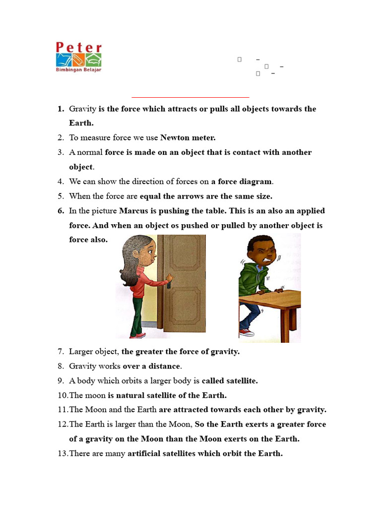 Forces and Magnetism Worksheet Grade 5 | PDF | Force | Satellite