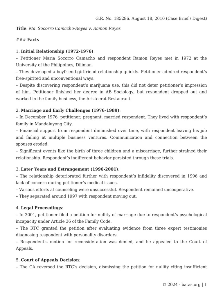 Supreme Court Ruling on Psychological Incapacity | PDF | Annulment ...