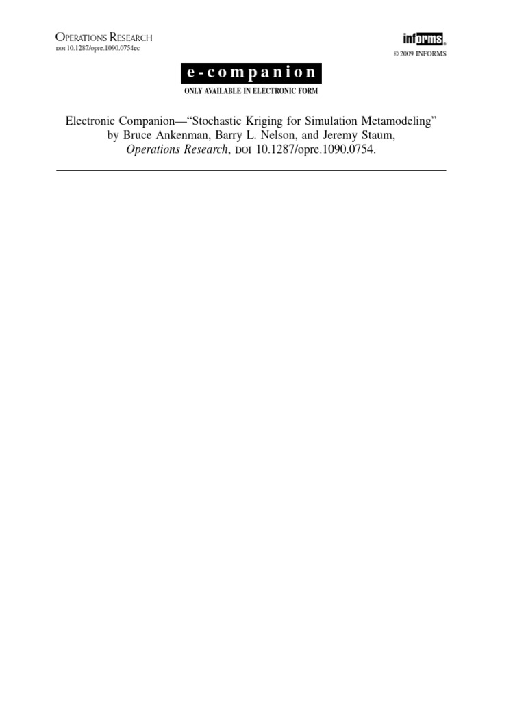 Stochastic Kriging Paper Ankenman Et Al. (SI) | PDF | Mean Squared ...