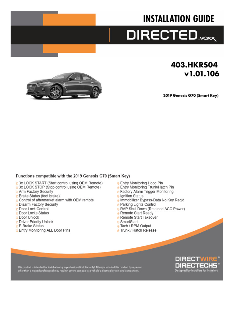 2019 Genesis G70 Smart Key Installation Guide | PDF | Electrical Connector