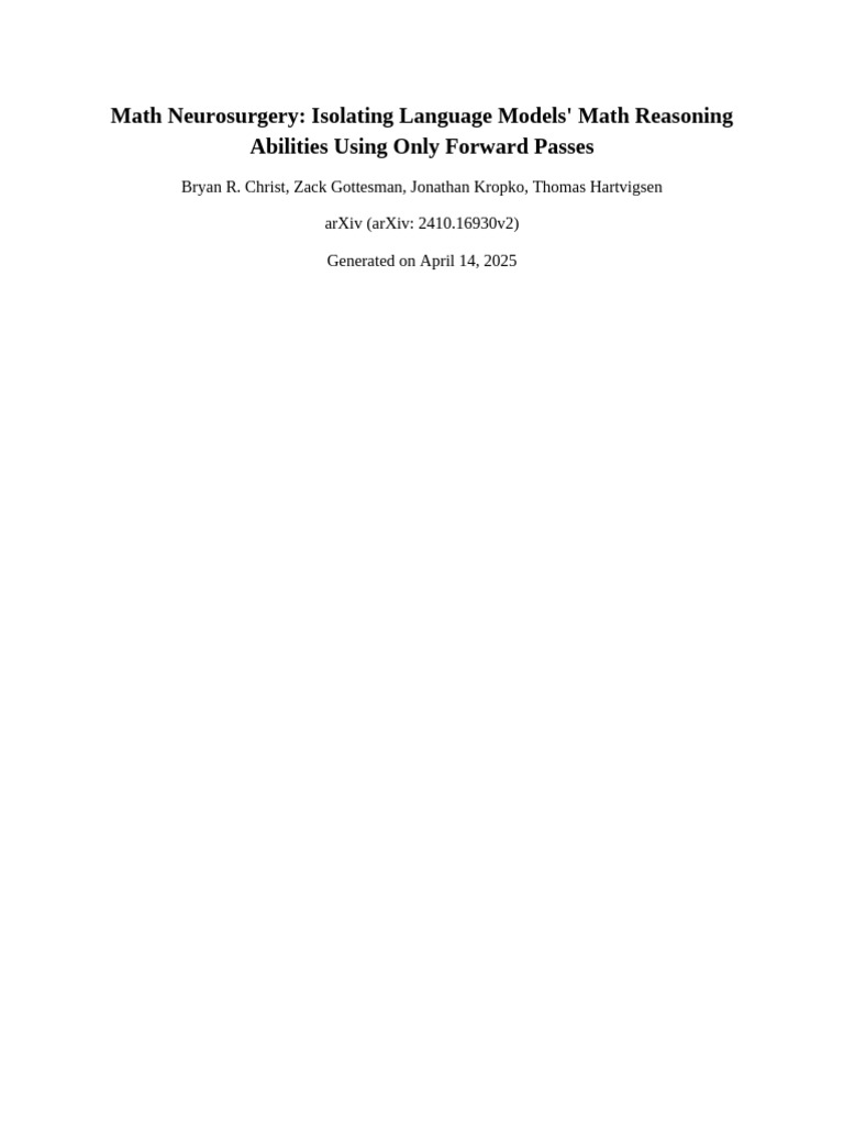 Math Neurosurgery Isolating Language Models Math | PDF | Sampling ...