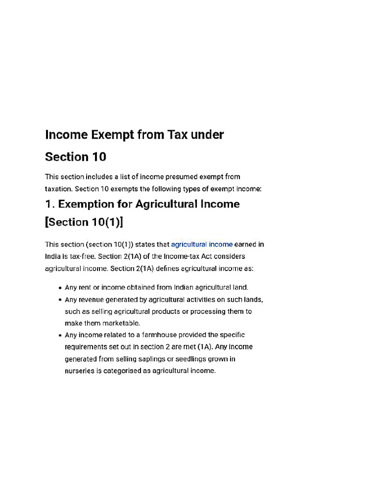 Exempted Income Lists | PDF