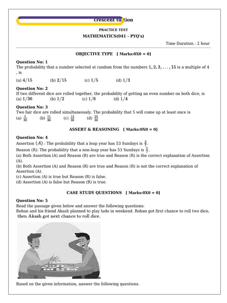 Mathematics Probability Practice Test | PDF | Probability | Mathematics