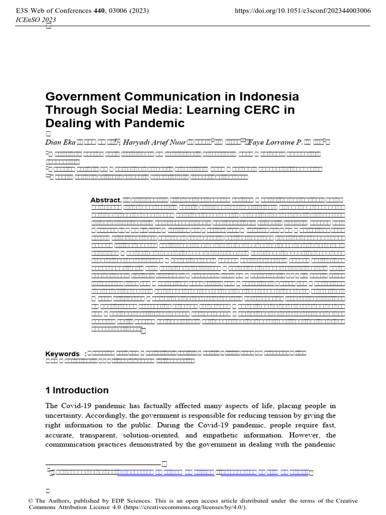 Government Communication in Indonesia Through Social Media: Learning ...