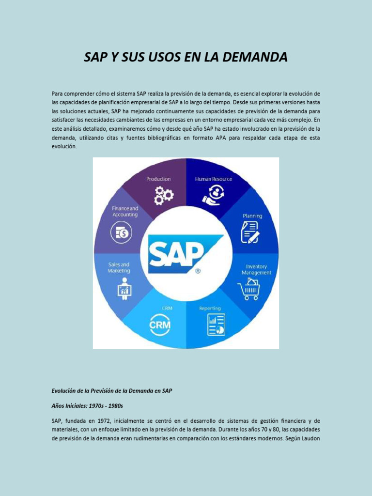 Sap y Sus Usos en La Proyeccion Demanda | PDF | Análisis de los datos ...