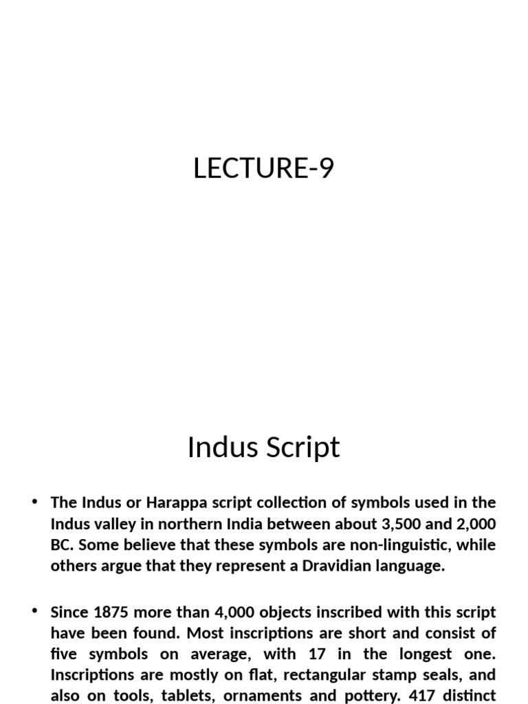 Indus Script and Vedic Literature Overview | PDF | Vedas | Mahabharata