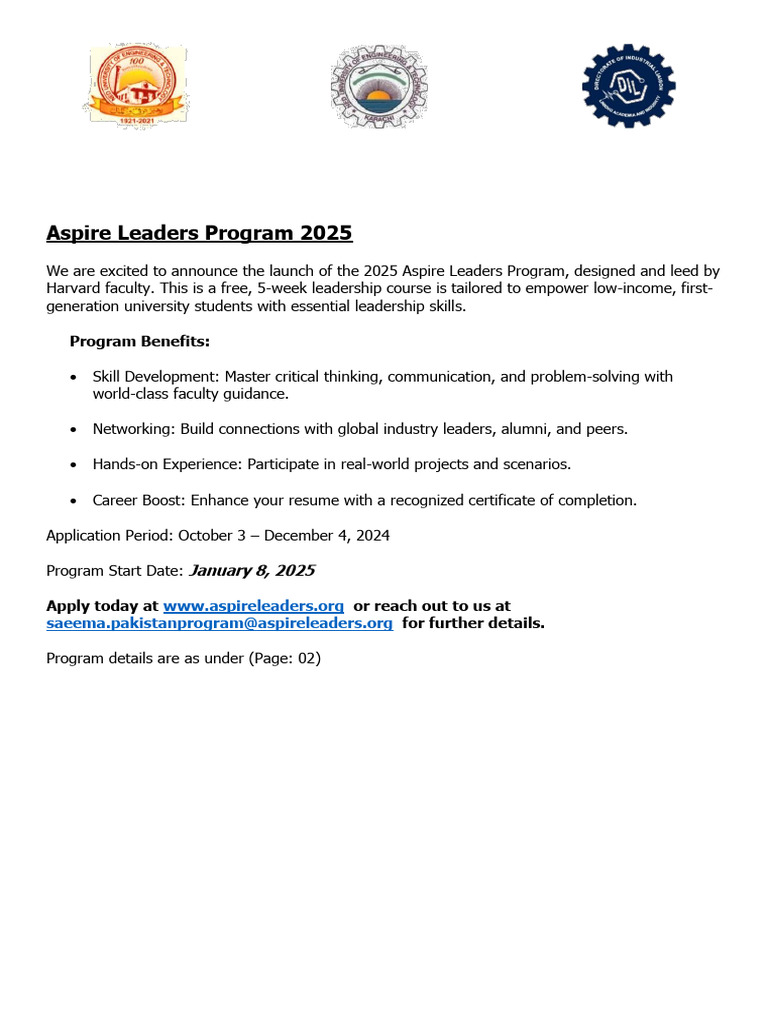 Aspire Leaders Program 2025 Overview | PDF