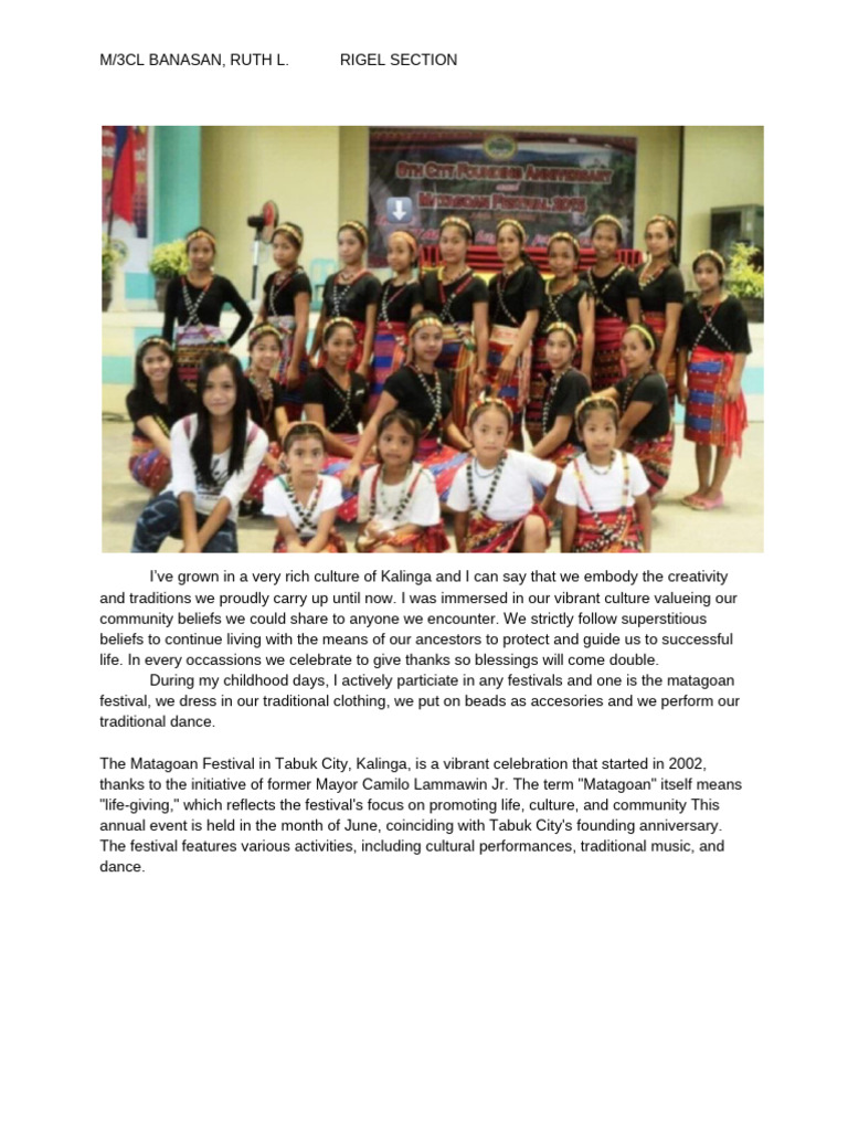 Matagoan Festival: Celebrating Life in Kalinga | PDF