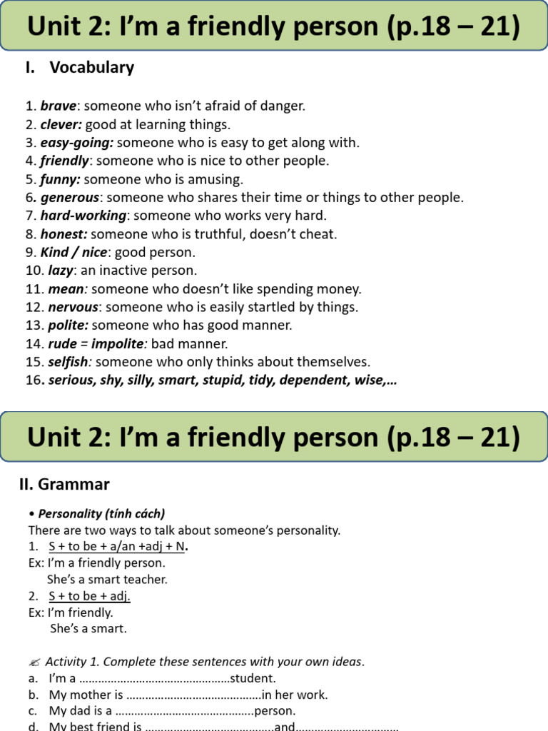 Understanding Friendly Personalities | PDF | Syntax | Grammar