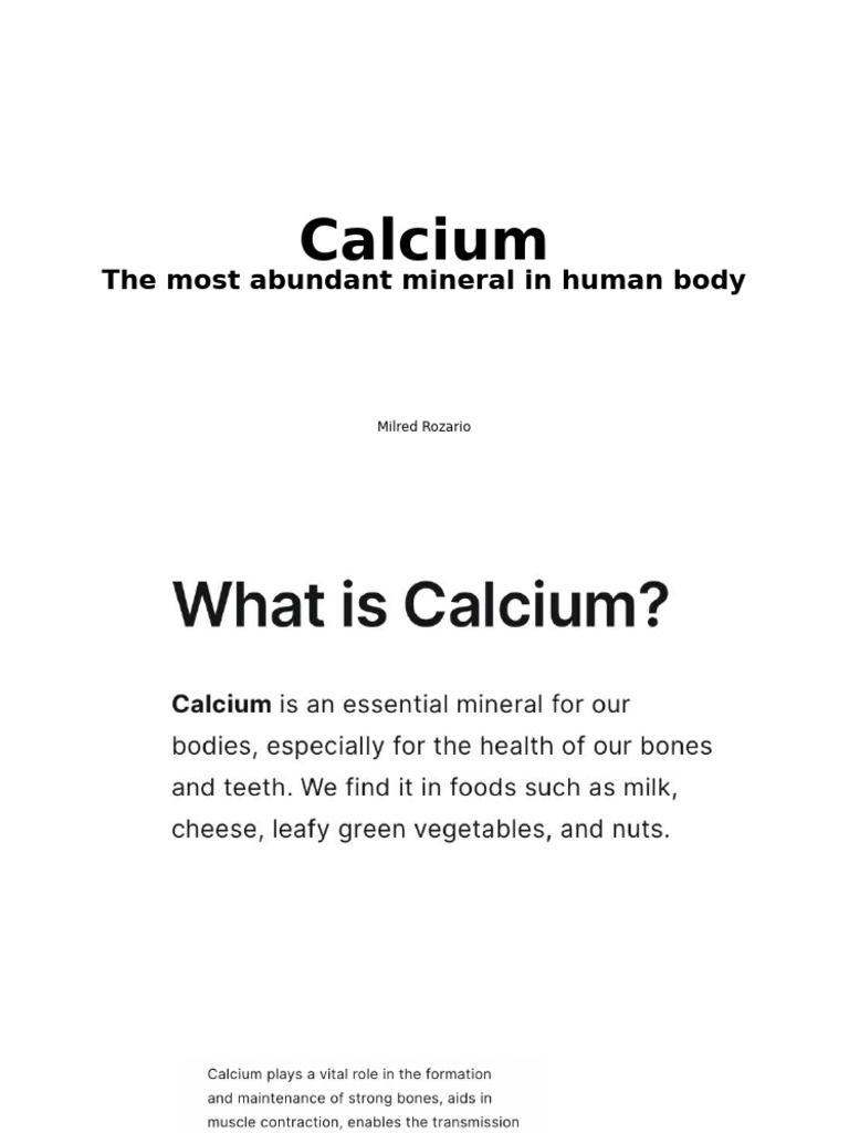 Calcium: The Most Abundant Mineral in Human Body | PDF