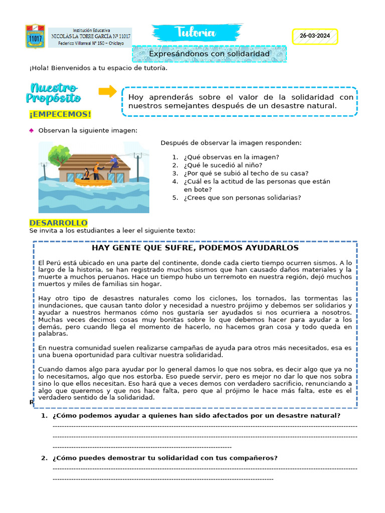 Día 2 - Semana 3 - Tutoría | PDF | Desastres naturales | Temblores