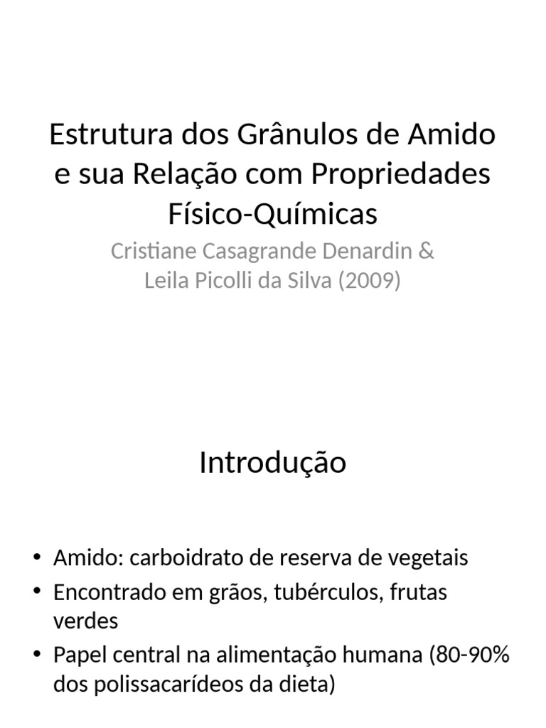 Estrutura do Amido e Propriedades Físico-Químicas | PDF