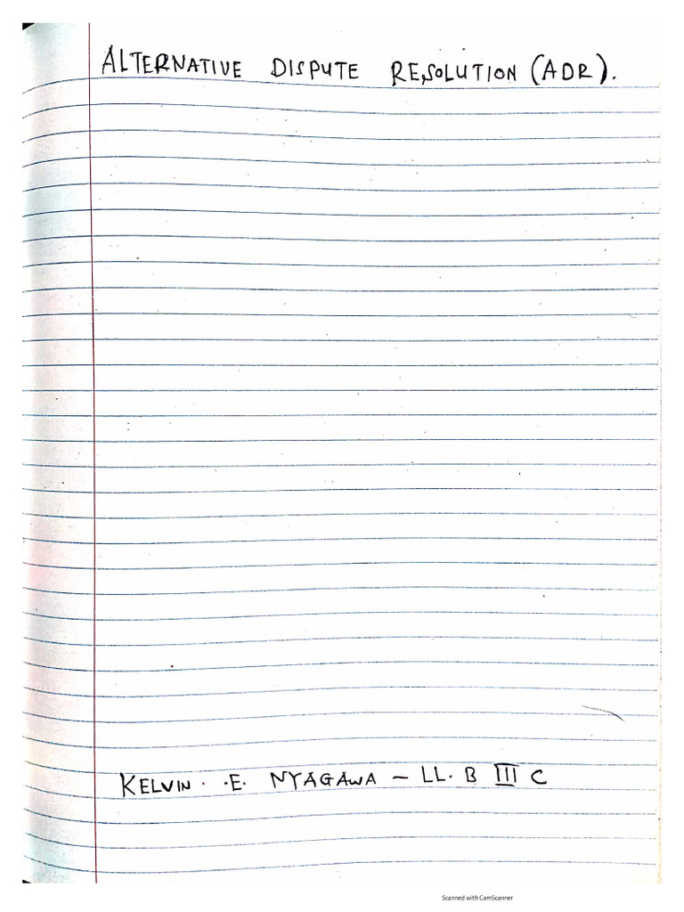 Nyagawa, Alternative Dispute Resolution Notes | PDF