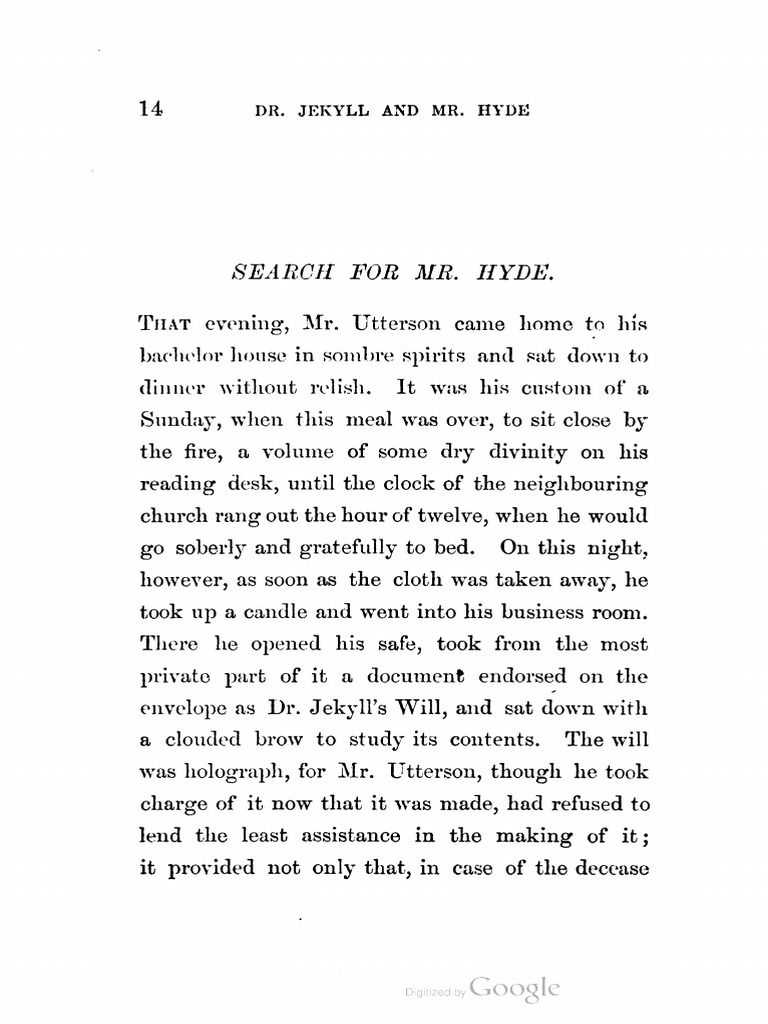 Jekyll and Hyde: Utterson's Search | PDF | Dr. Jekyll And Mr. Hyde ...