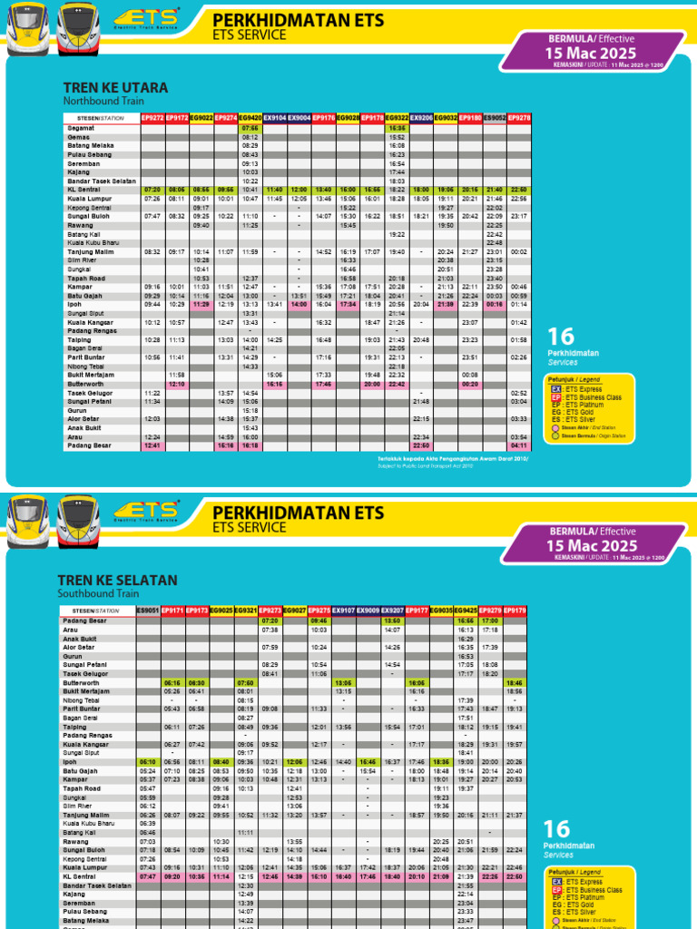 ETS Timetable for 2025 | PDF | Railway Companies | Passenger Rail Transport