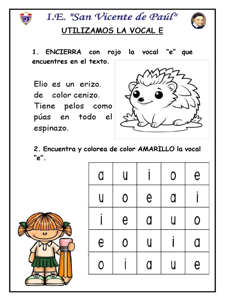 Actividades con la vocal E | PDF
