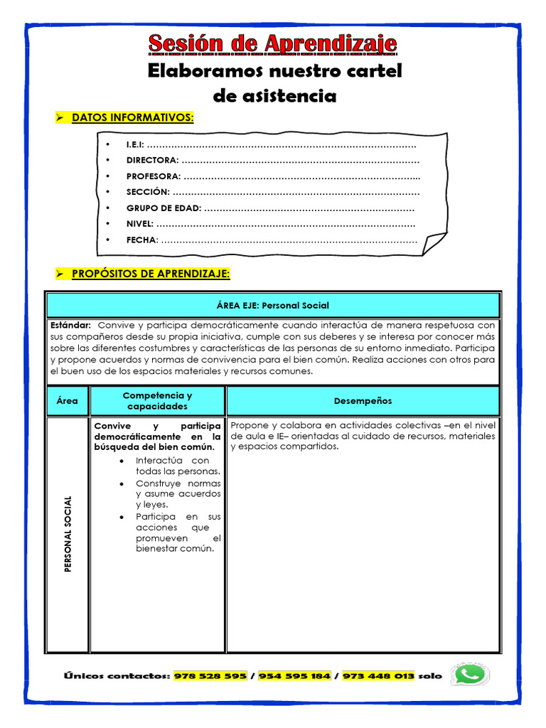 Elaboración del Cartel de Asistencia | PDF | Aprendizaje