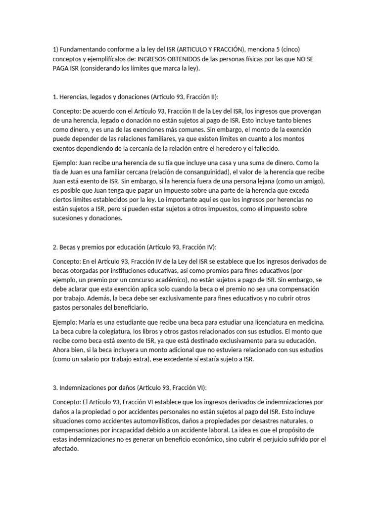 Exenciones de ISR para Personas Físicas | PDF | Impuesto sobre la renta ...