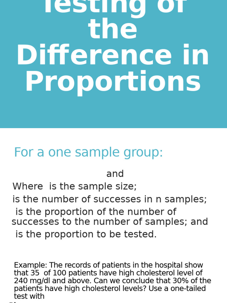Hypothesis Testing of The Difference in Proportions | PDF | Student's T ...