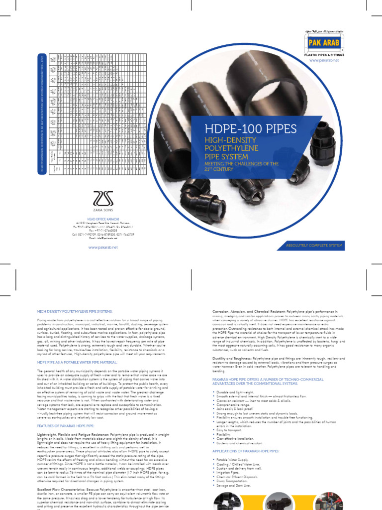 HDPE Pipe Specifications and Benefits | PDF | Pipe (Fluid Conveyance ...
