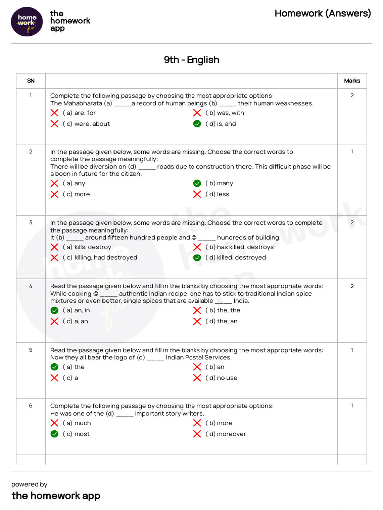 Answers - Homework - 9th - English - 2025-02-26T10 - 18 | PDF ...