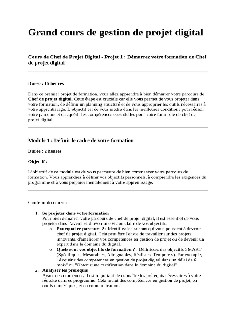 Formation Chef de Projet Digital | PDF | Optimisation de moteur de ...