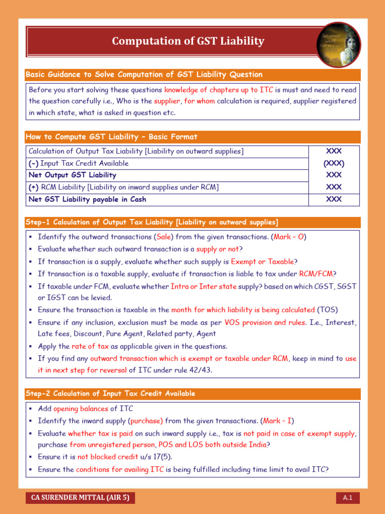 GST Liability Computation Guide | PDF | Taxes | Taxation