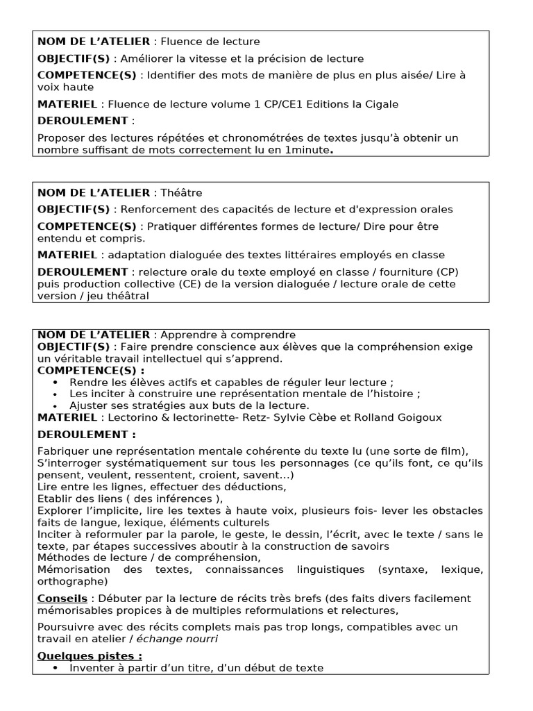 Ateliers de lecture et compréhension C2 | PDF | Syllabe | Linguistique