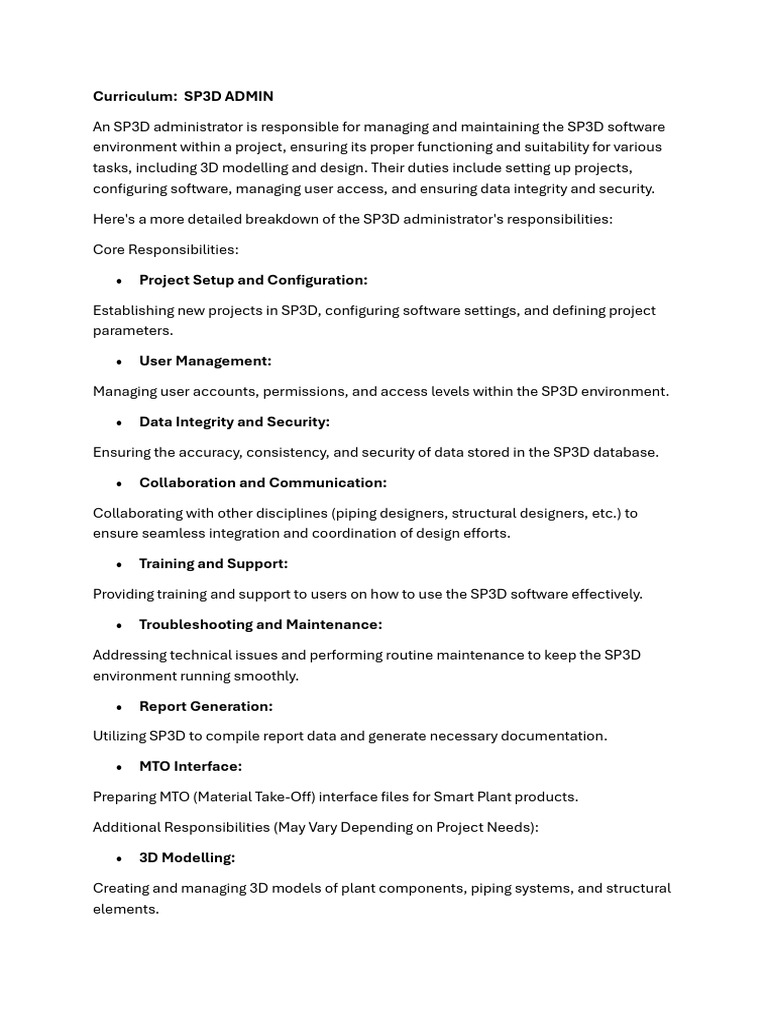 SP3D Administrator Training Manual | PDF | Databases | 3 D Computer ...
