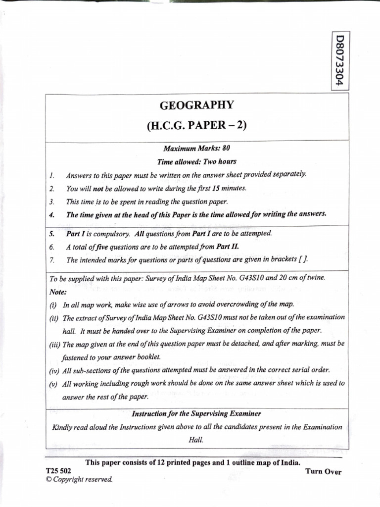 Geo (HCG Paper 2) 2024-25 | PDF | Soil | Rain