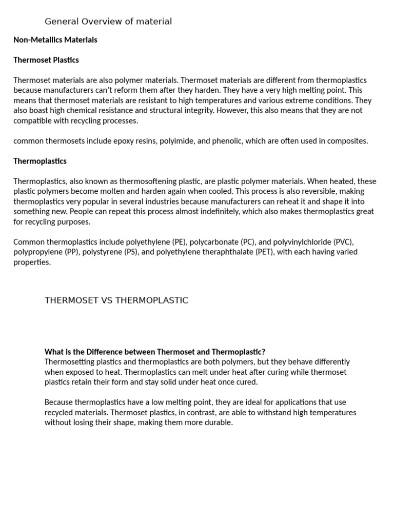 Overview of SMC and Thermosetting Plastics | PDF | Thermoplastic | Plastic