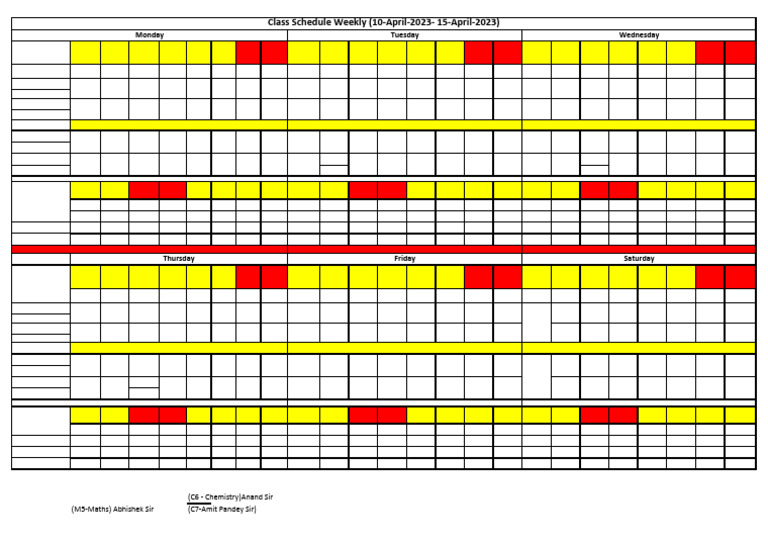 Weekly Class Schedule (April 2023) | PDF
