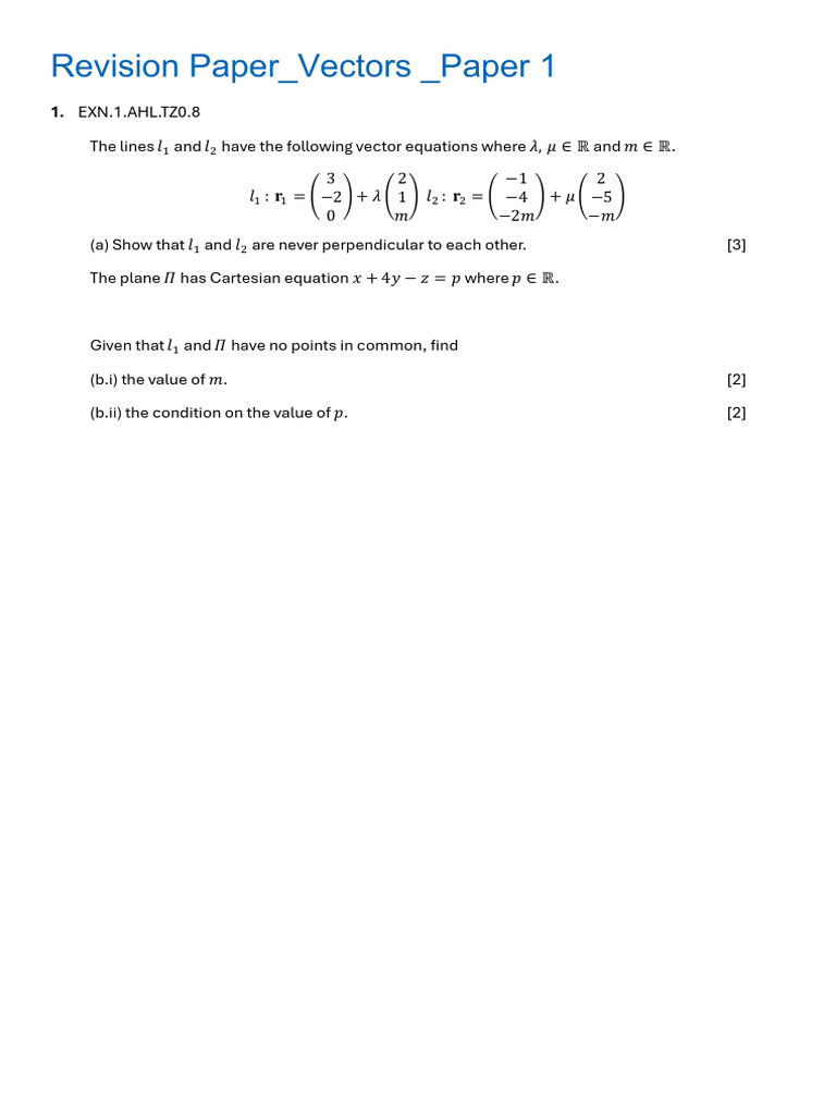 Vector Equations and Geometry Problems | PDF | Line (Geometry) | Space