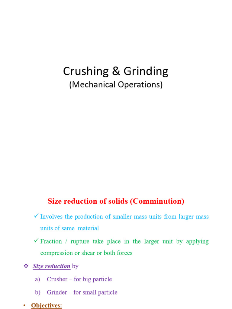 Crushing and Grinding Techniques | PDF | Mill (Grinding) | Materials