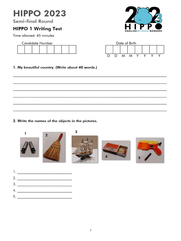 SF 2023 Hippo 1 Writing V1 | PDF