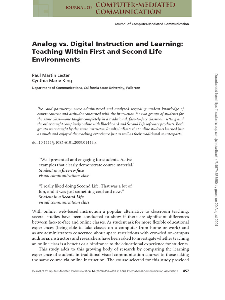 Comparing Online and Traditional Learning | PDF | Educational ...