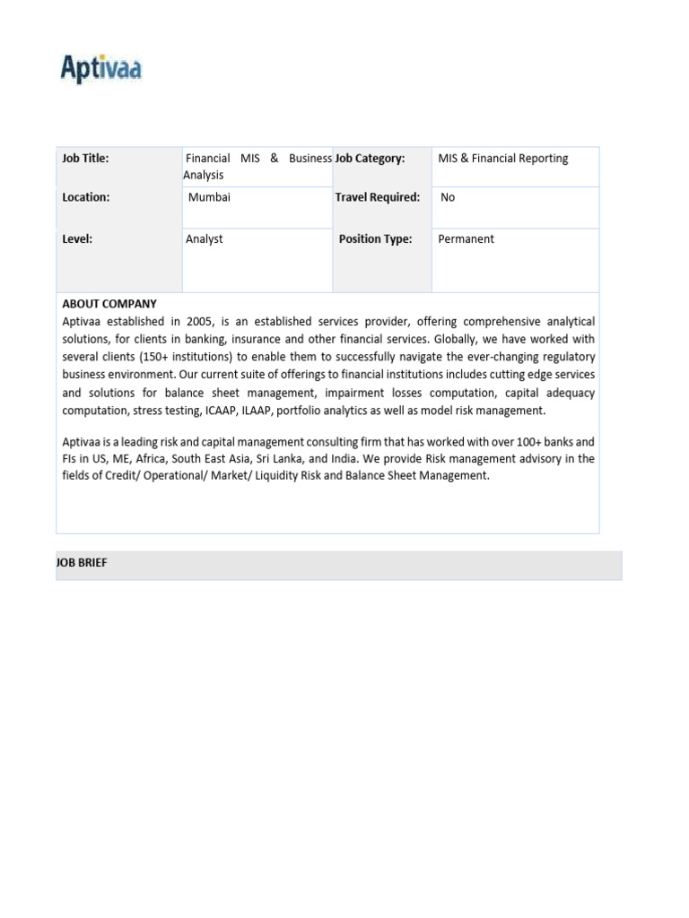 JD-Fiancial MIS and Business Analysis | PDF | Budget | Financial Analyst