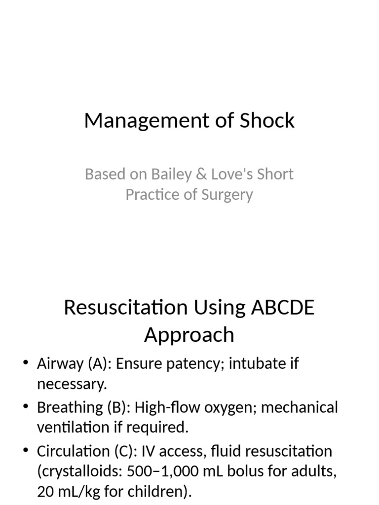 Management of Shock | PDF