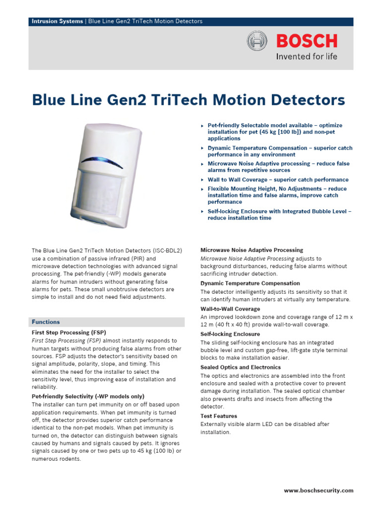 Bosch ISCBDL2 TriTech Detectors Guide PDF Electronics Electricity