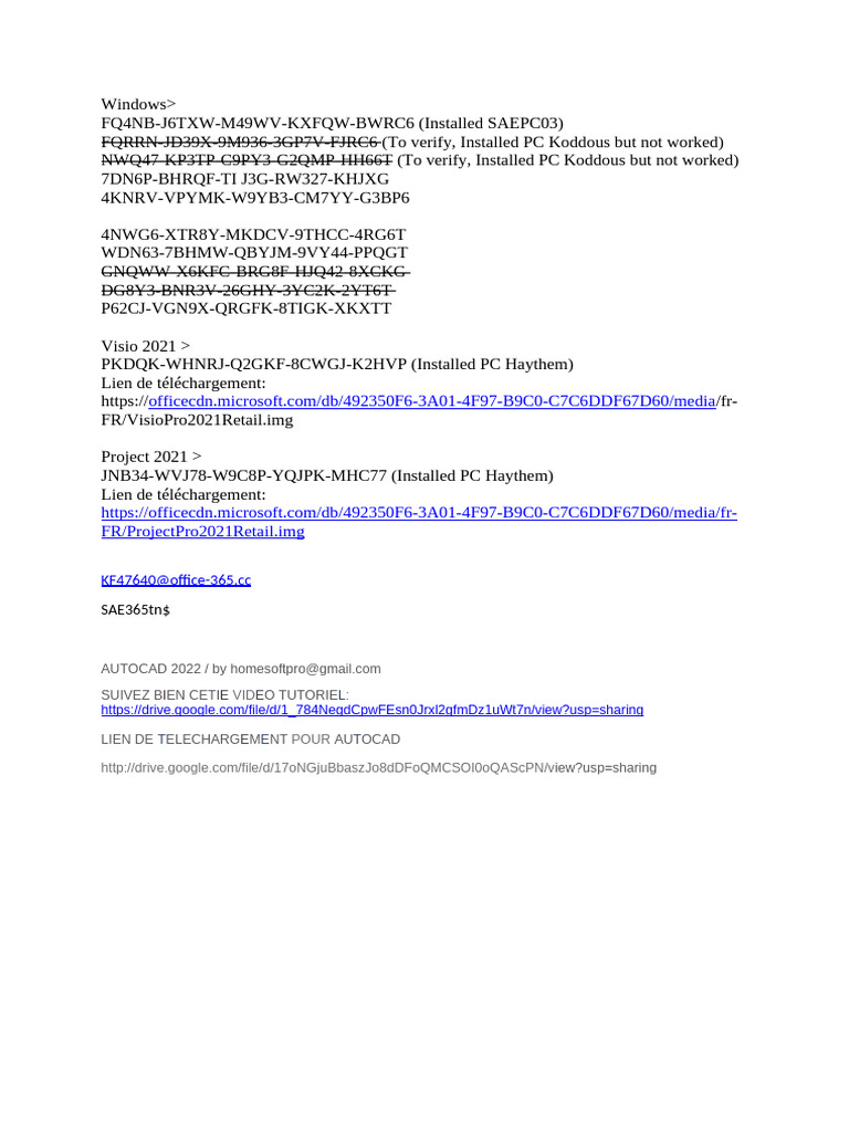 Software Keys and Download Links | PDF