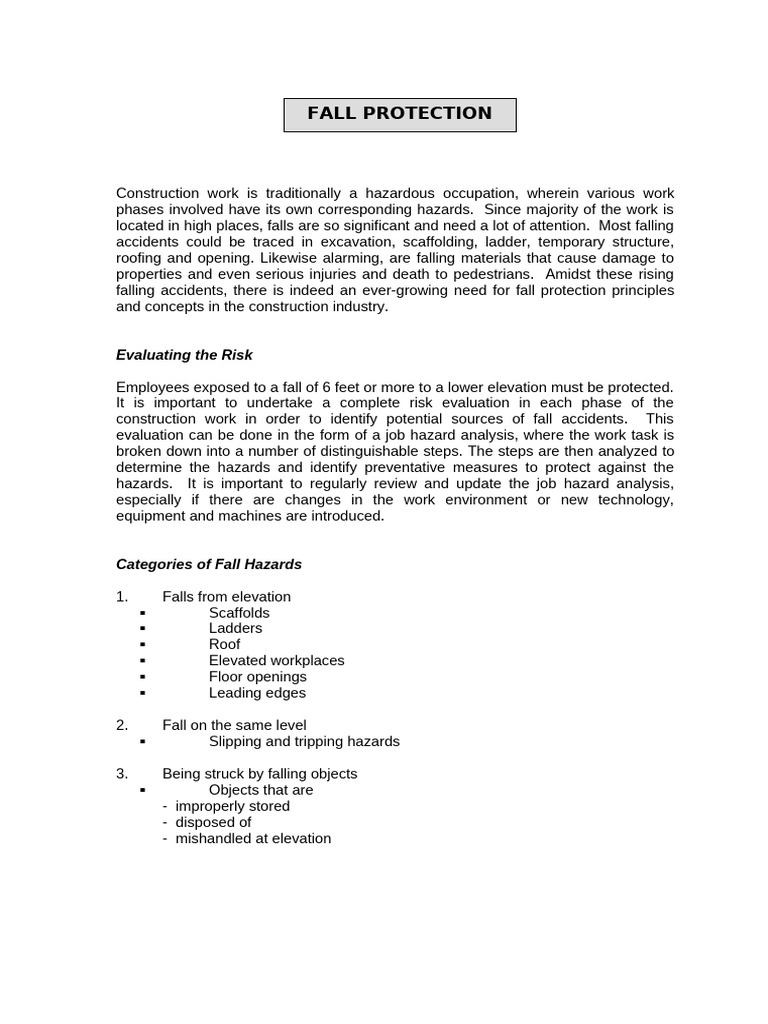Fall Protection Systems in Construction | PDF | Safety