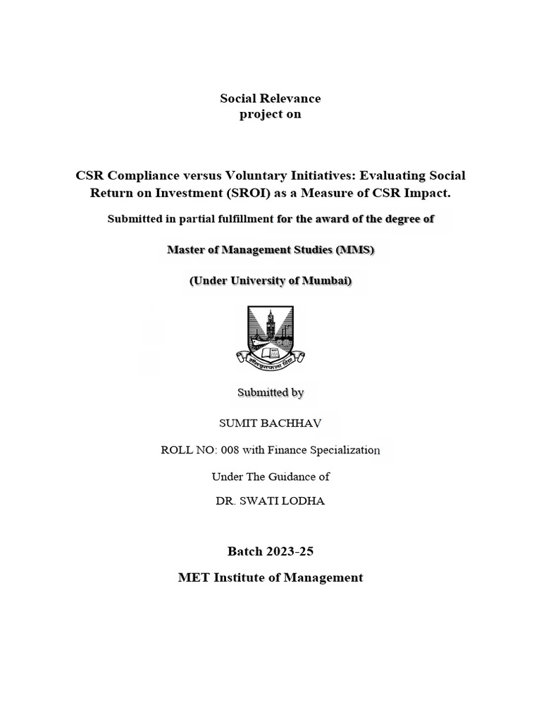 CSR Impact: Compliance vs. Voluntary Initiatives | PDF | Corporate ...