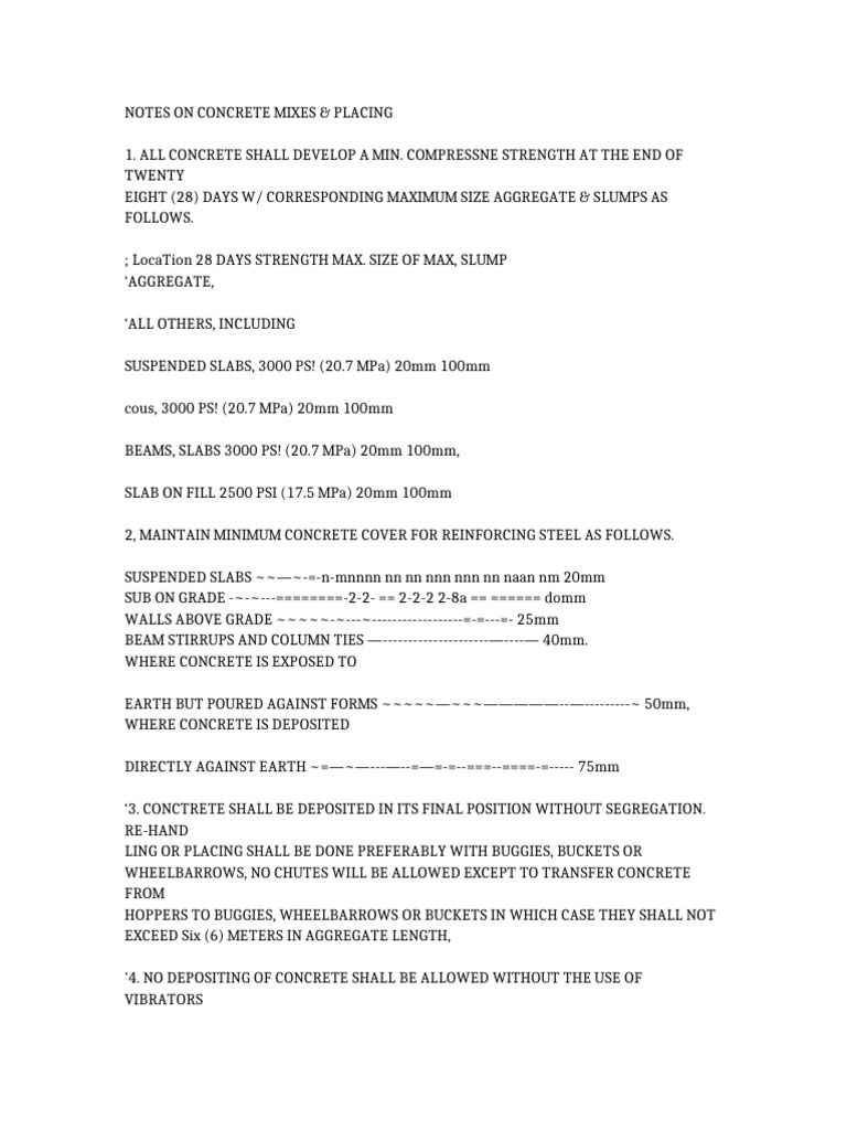 Concrete Mixes and Placement Guidelines | PDF | Concrete | Deep Foundation