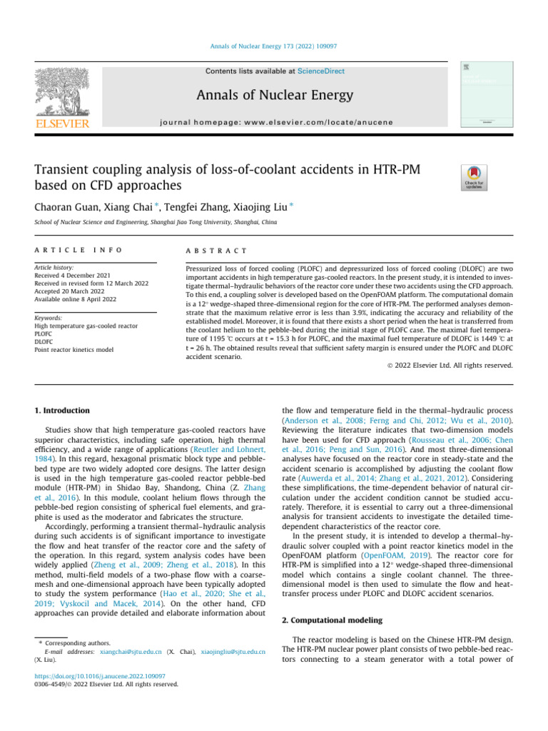 Transient Analysis of HTR-PM Accidents | PDF | Heat Transfer | Nuclear ...