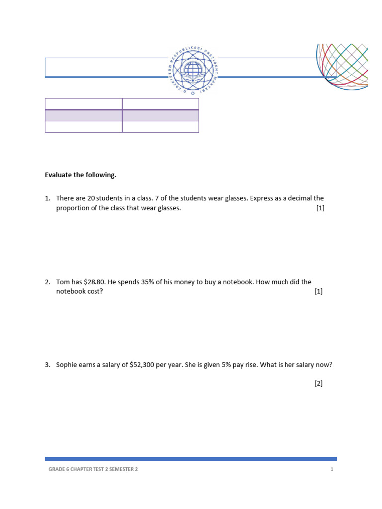 Grade 6 Probability and Math Test | PDF | Probability