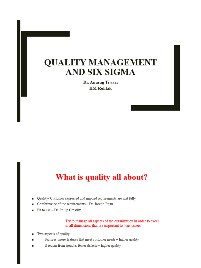 Quality Management and Six Sigma | PDF | Six Sigma | Standard Deviation