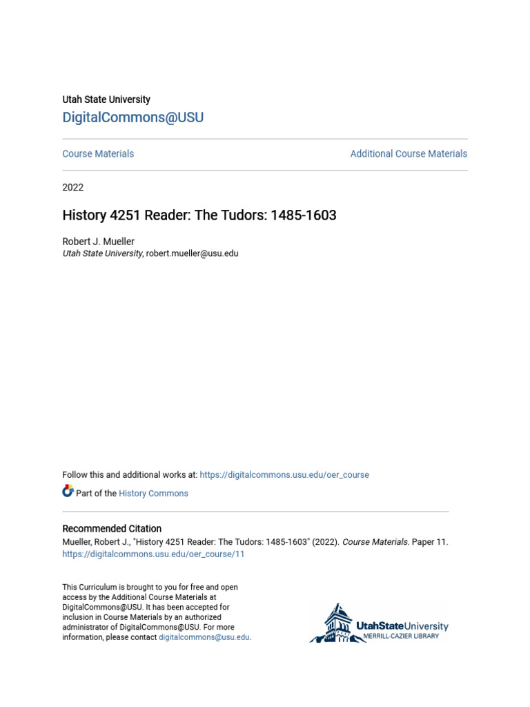 Tudors: 1485-1603 Course Reader | PDF