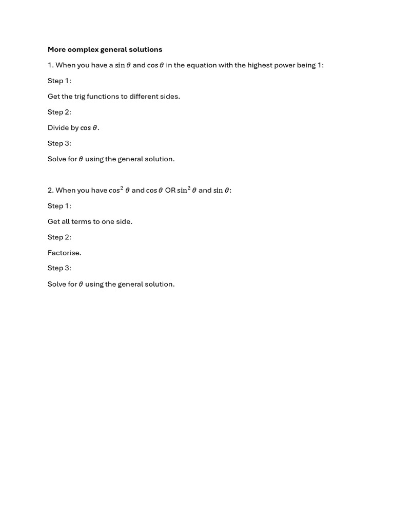 General Solutions for Trigonometric Equations | PDF