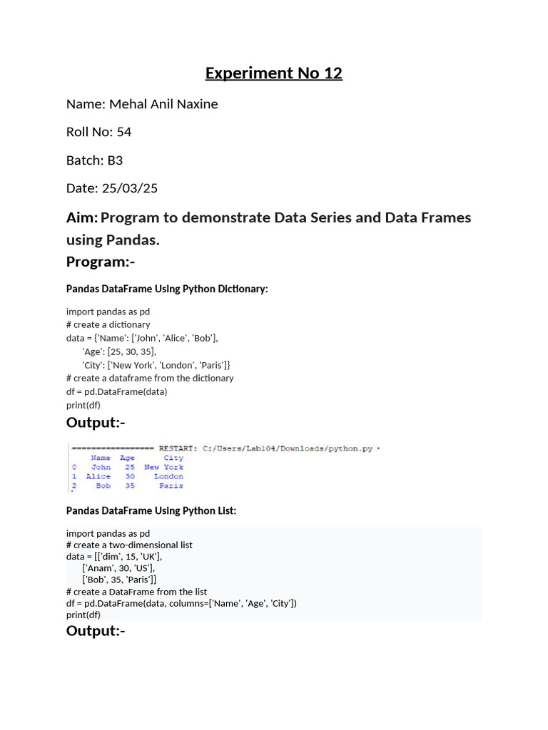 Experiment No 12 | PDF