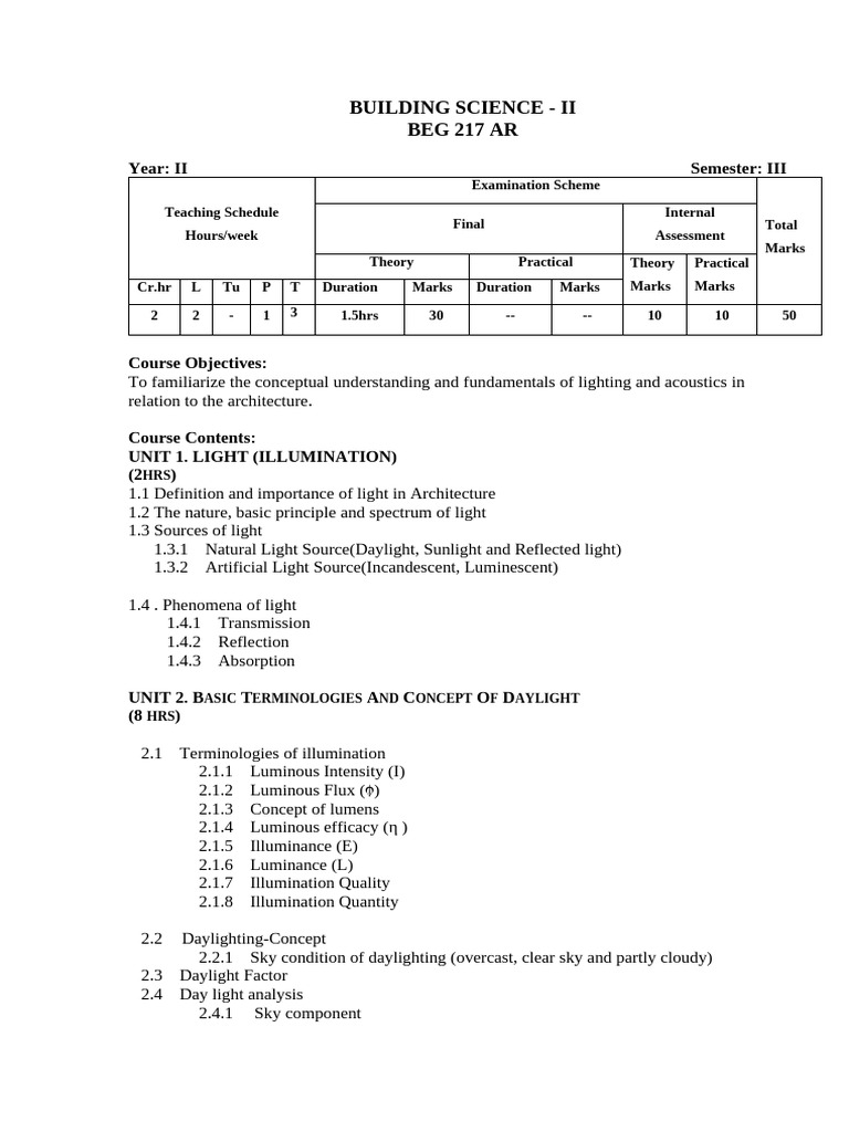 Building Science Ii Pdf Lighting Electrodynamics